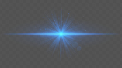 Light burst. Blue starburst with fine rays, sparkles, and radial symmetry on transparent backdrop, ideal for fantasy or magic concepts.