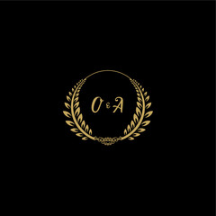 Naklejka premium OA beautiful feminine and elegant wedding monogram initial logo with circle floral gold