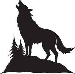 Howling wolf silhouette vector icon