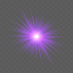 Purple radial flare with glowing starburst, soft gradient and transparent background. Suitable for magical, festive or romantic visual design projects.