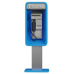 3D Render of a Blue Public Phone Booth