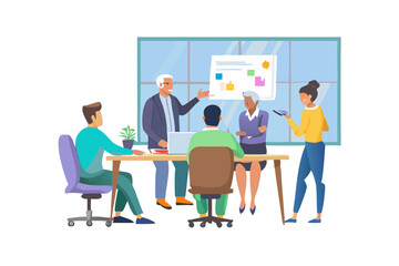 Diverse team meeting presentation business collaboration