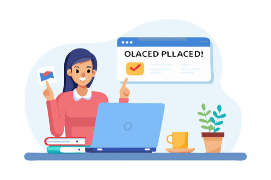 Happy woman celebrating online order placement success