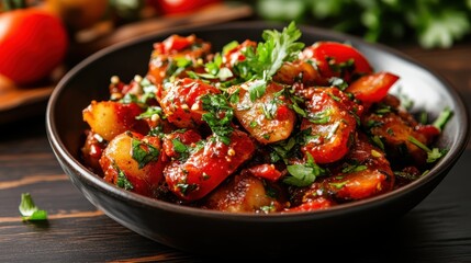 A vibrant bowl of vegetable salad bursting with colors and freshness, showcasing culinary artistry and the joy of healthy eating among a backdrop of natural ingredients.