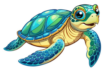 graceful sea turtle gliding through crystal-clear waters on an isolated background vector ideal for ocean, wildlife, nature, or marine-themed designs