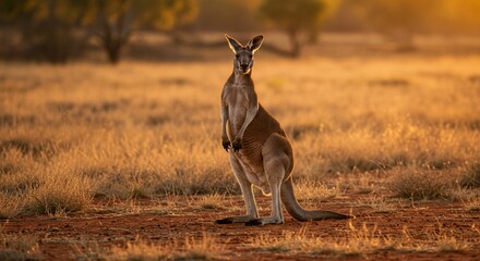 Kangaroo sunrise golden hour