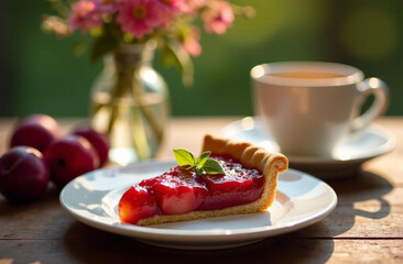 Plump pie on a plate