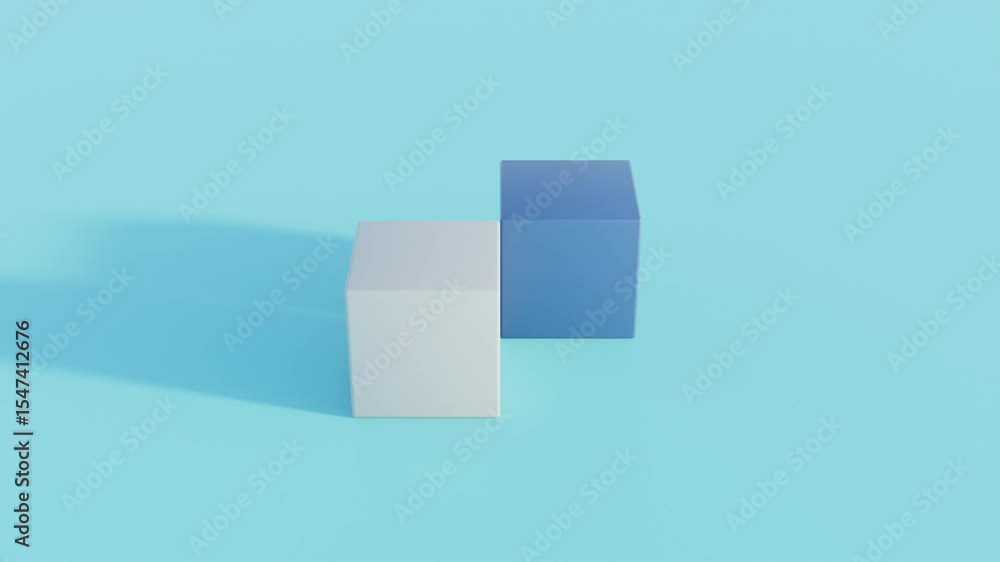 Poster seamless abstract 3d loop featuring nested cubes in blue-gray colors, clean geometric motion for mod