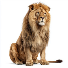 Fototapeta premium Majestic Lion in a Regal Pose , isolated on white background png