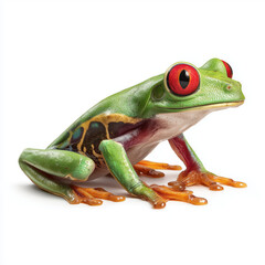 Vibrant Red-Eyed Tree Frog Closeup , isolated on white background png