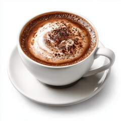 Obraz premium Aromatic Hot Chocolate in a White Cup , isolated on white background png