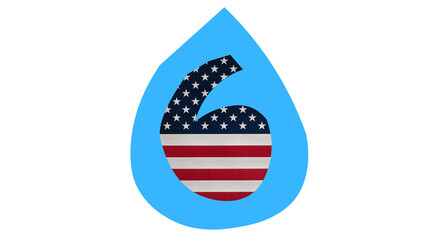 Patriotic water droplet icon featuring American flag muscle arm.