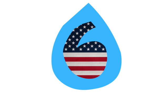 Patriotic water droplet icon featuring American flag muscle arm. - Powered by Adobe