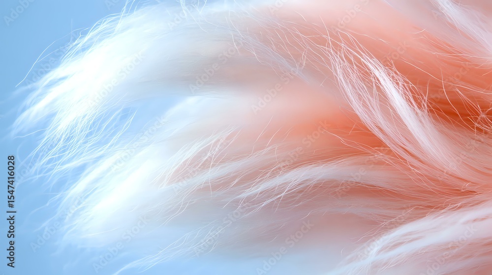 Poster ethereal soft coral and blue feathers create dreamy abstract background with gentle movement and flo