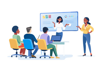 Diverse team in business meeting presentation