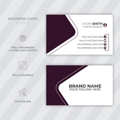 Modern and professional business card design template with clean layout and information details