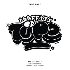 Editable Text Effect Vector of Black Street wear Bubble Grafitti Sticker Tshirt Label apparel Logo Decoration for craft, printing, small business, creative industry, card, event