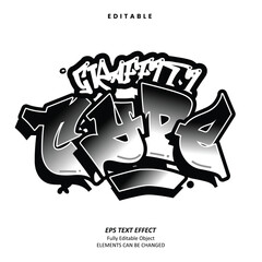 Editable Text Effect Vector of Black White Gradation Street wear Bold Grafitti Sticker Tshirt Label apparel Logo Decoration for craft, printing, small business, creative industry, card, event
