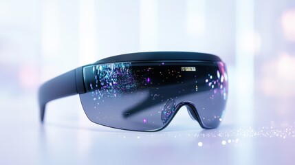 Pair of glasses and augmented reality headset displaying data visualization