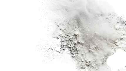 Soft white flour sprinkled in a light pattern isolated on a white background