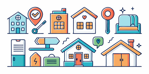 Real estate and property icons a single high quality icon set