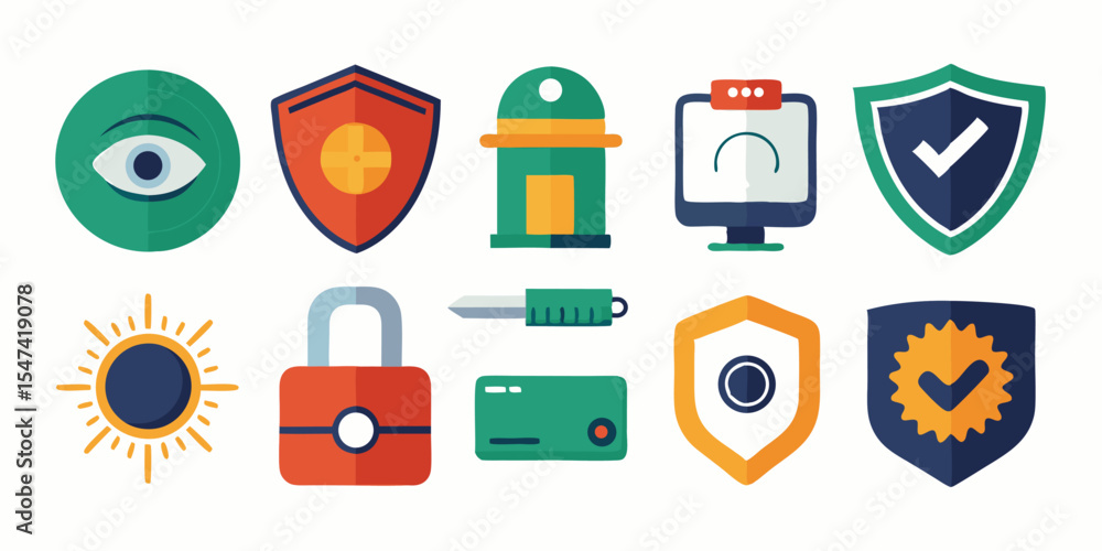 Poster 20 security and protection icons a comprehensive design set