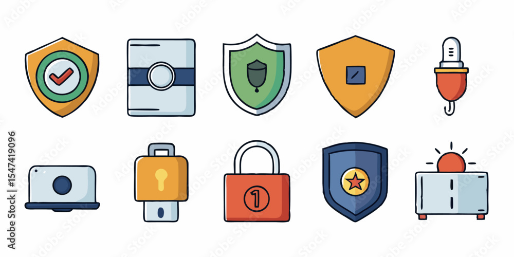 Poster 20 security and protection icons a comprehensive design set