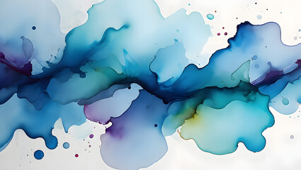 Obraz premium Abstract watercolor painting with blue and purple hues