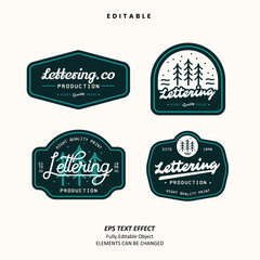 Editable Text Effect Vector of Green Natural Outdoor Lettering Emblem Sticker Tshirt Label apparel Logo for craft, printing, small business, creative industry, card, apparel