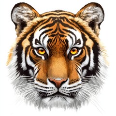 Fototapeta premium Majestic tiger with intense gaze on white background