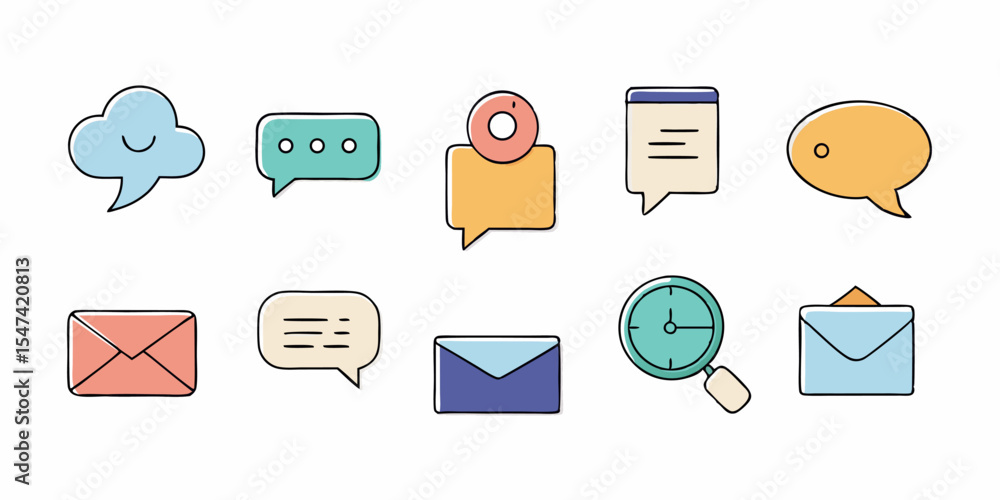 Poster communication and messaging icons a set of modern design elements