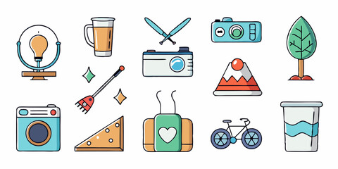 Ten mini hobbies and leisure icons a versatile icon set