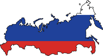 Obraz premium Map of Russia with Flag on White Background