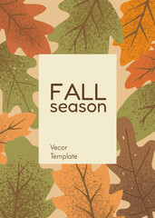 Fall season poster. Fall template for flyers, greeting cards, banners, and social media autumn campaigns. Thanksgiving flyers, harvest festival posters, and fall promotions. Vector tampale