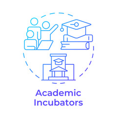 Academic incubators blue gradient concept icon. Studying environment, knowledge. Learning, education. Round shape line illustration. Abstract idea. Graphic design. Easy to use in infographic, brochure