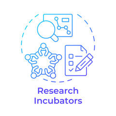 Research incubators blue gradient concept icon. Teamwork, brainstorm. Statistical metrics, analytics. Round shape line illustration. Abstract idea. Graphic design. Easy to use in infographic, brochure