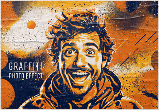 Vintage Pop Art Graffiti Photo Effect Mockup