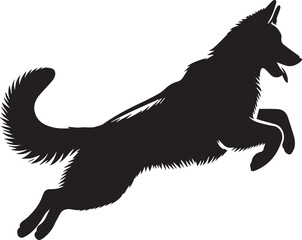 German Shepherd Dog Silhouette Vector | Black and White Illustration