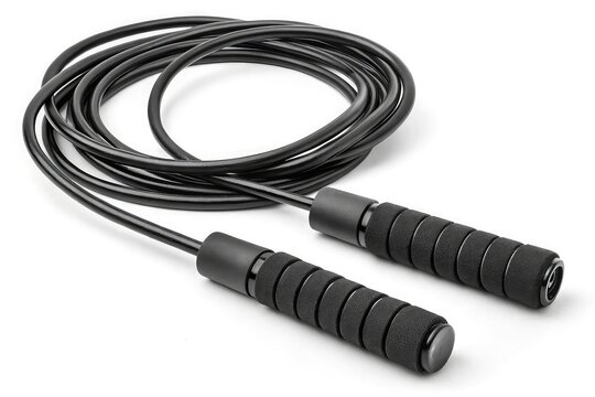 Black jump rope with foam handles for fitness