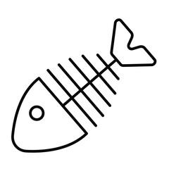 Fish body skeleton thin line icon, climate change concept. Vector graphics. Dead fish, fishery sign on white background, style mobile or design.