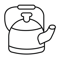 Classic kettle with handle thin line icon, culinary cooking concept. Vector graphics. Teapot, water bowling sign on white background, style mobile or design.
