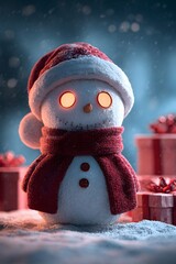 Christmas Snowman with Gift Box