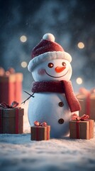 Christmas Snowman with Gift Box
