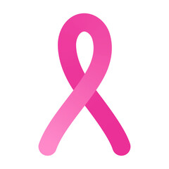 Breast cancer pink ribbon awareness sign. Vector isolated symbol of female health
