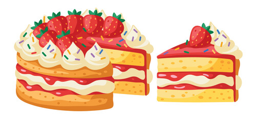 Delicious Strawberry Shortcake with Whipped Cream and Sprinkles