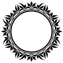 Floral circle frame design isolated on white background