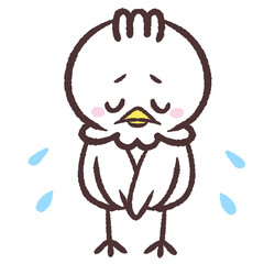 頭を下げる白い鳥のイラスト