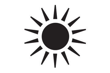 シンプルで使いやすい白黒の太陽のアイコン