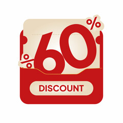 Modern red voucher design discount label on beige coupon card. Perfect for online shopping ads, seasonal deals, flash sale marketing, and retail promo visuals.