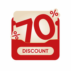 Modern red voucher design discount label on beige coupon card. Perfect for online shopping ads, seasonal deals, flash sale marketing, and retail promo visuals.